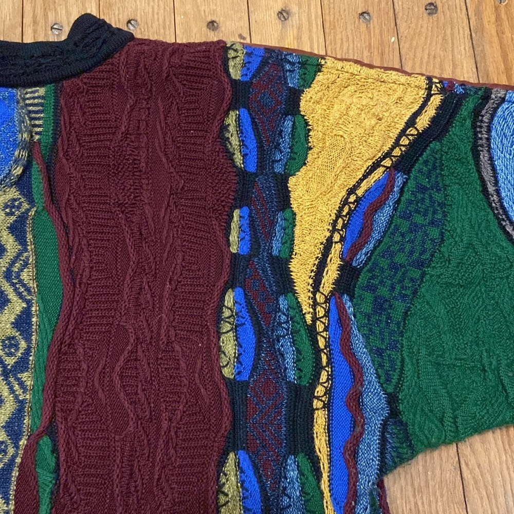 Rare Vintage Coogi 3D Textured Knit Sweater with Suede Detail - Picture 13 of 16